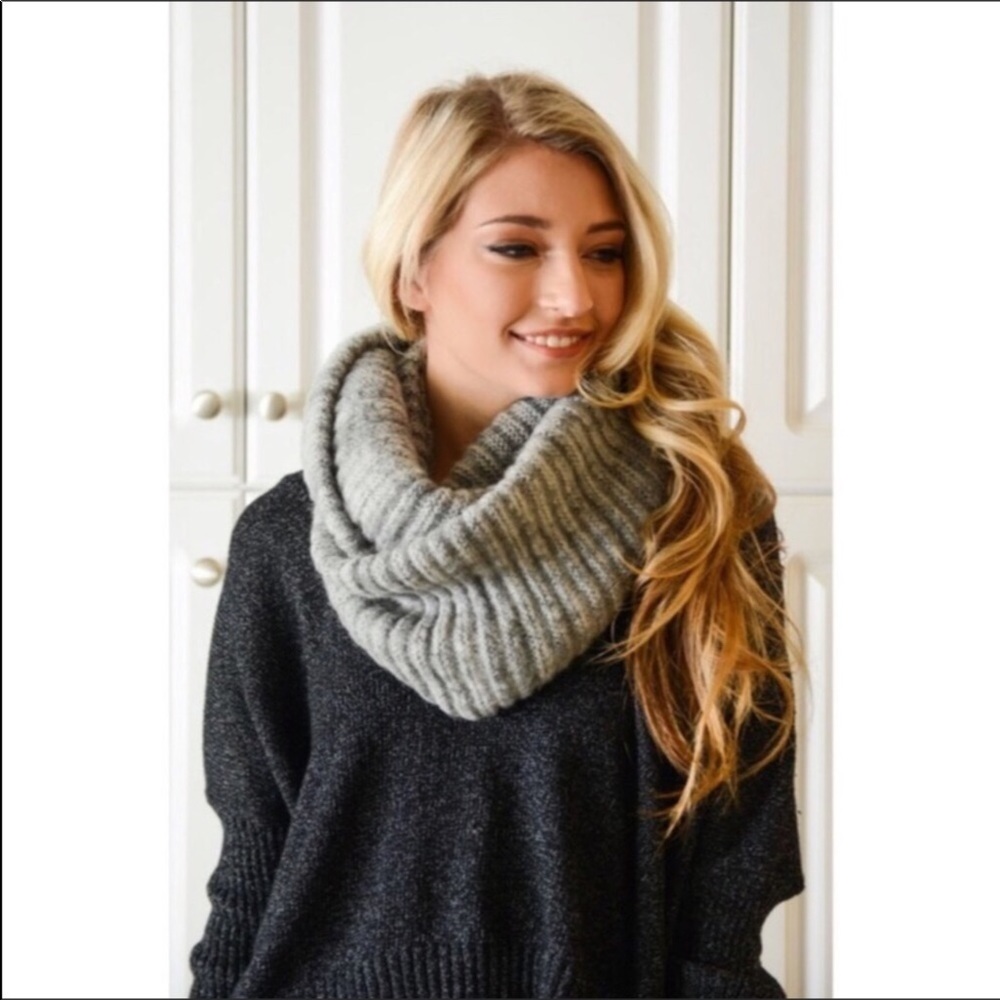 Heather Gray Knit Infinity Scarf
